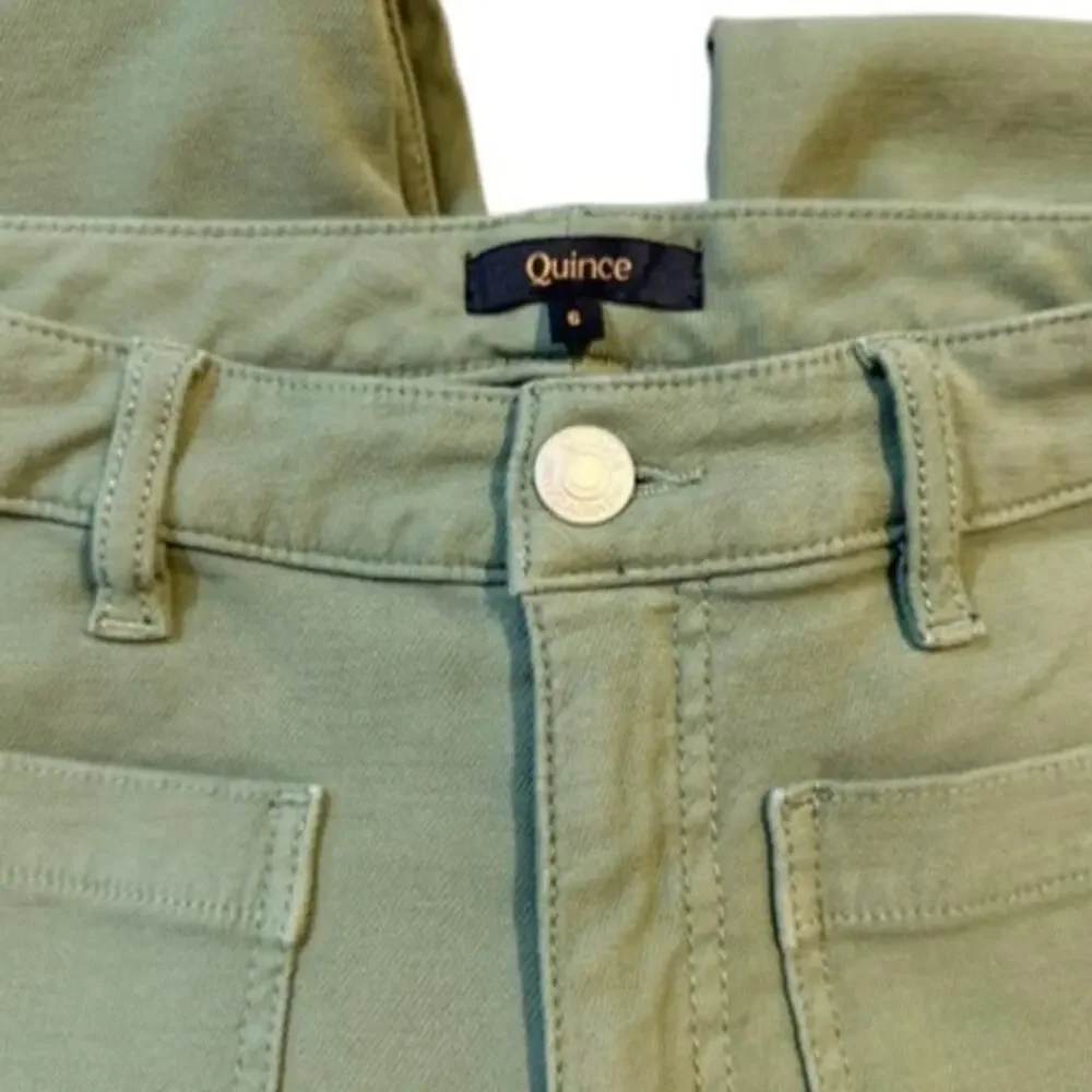 Quince French Terry Wide Leg Pants Size 6 Faded Cargo Green
